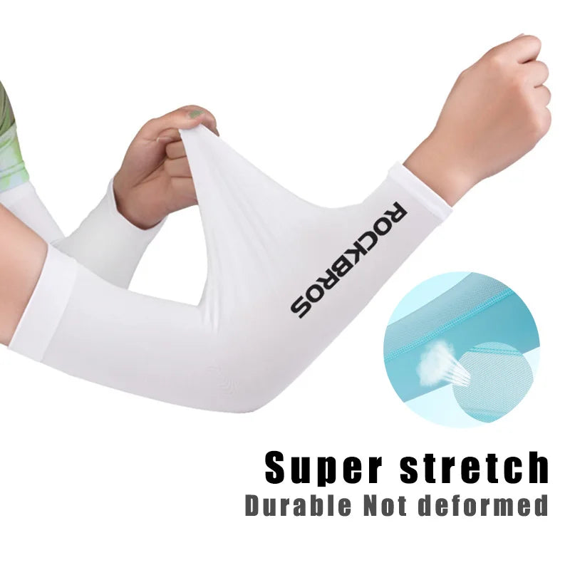 One Pair Ice Fabric Breathable UV Protection Running Arm Sleeves Fitness Basketball Elbow Pad Sport Cycling Arm Warmers