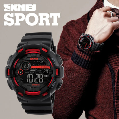 Outdoor Sport Watch Men Multifunction 5Bar Waterproof PU Strap LED Display Watches Chrono Digital Watch Reloj Hombre 1243