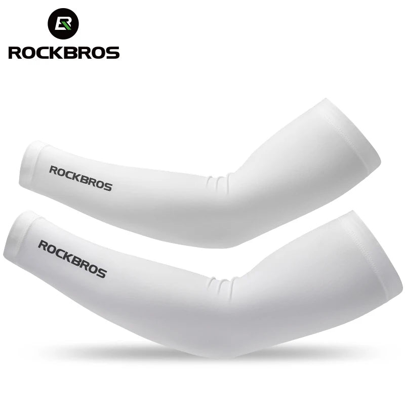 One Pair Ice Fabric Breathable UV Protection Running Arm Sleeves Fitness Basketball Elbow Pad Sport Cycling Arm Warmers