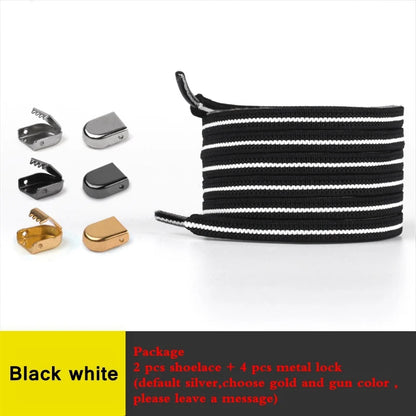 1Pair No Tie Shoe Laces Elastic Shoelaces Outdoor Leisure Sneakers Quick Safety Flat Shoelace Kids and Adult Unisex Lazy Laces