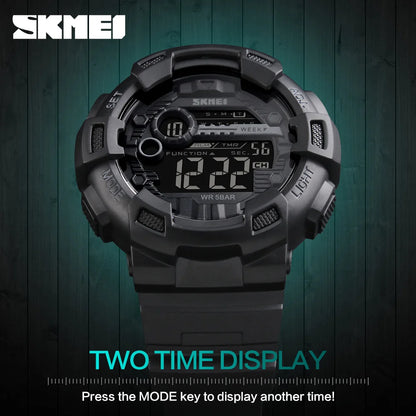 Outdoor Sport Watch Men Multifunction 5Bar Waterproof PU Strap LED Display Watches Chrono Digital Watch Reloj Hombre 1243