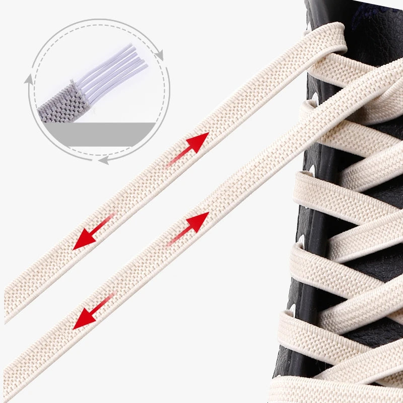 1Pair No Tie Shoe Laces Elastic Shoelaces Outdoor Leisure Sneakers Quick Safety Flat Shoelace Kids and Adult Unisex Lazy Laces