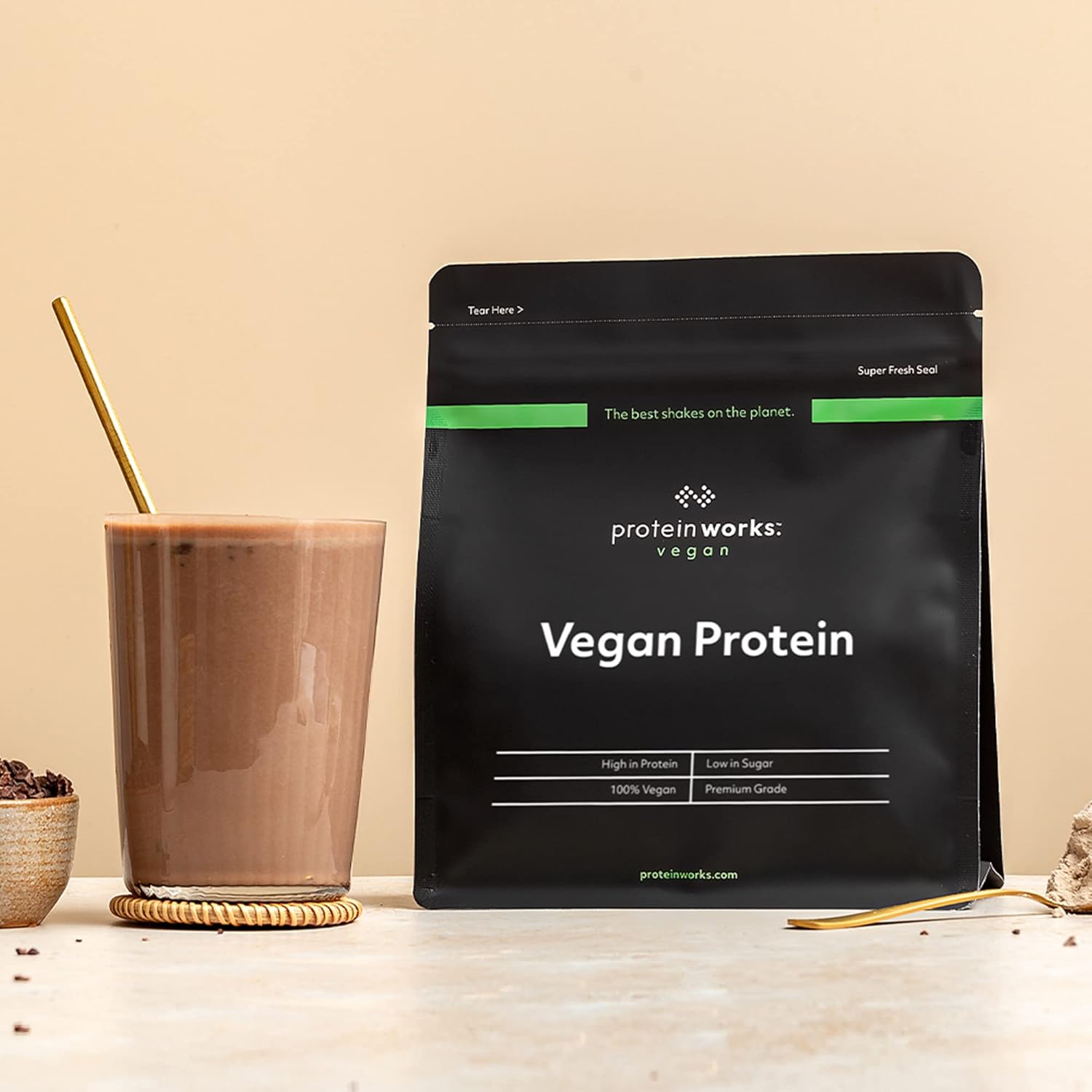 Protein Works - Proteína Vegana - 100% a Base De Plantas - Sin Gluten - Bajo En Grasas - Sin Sabor - 1 Kg