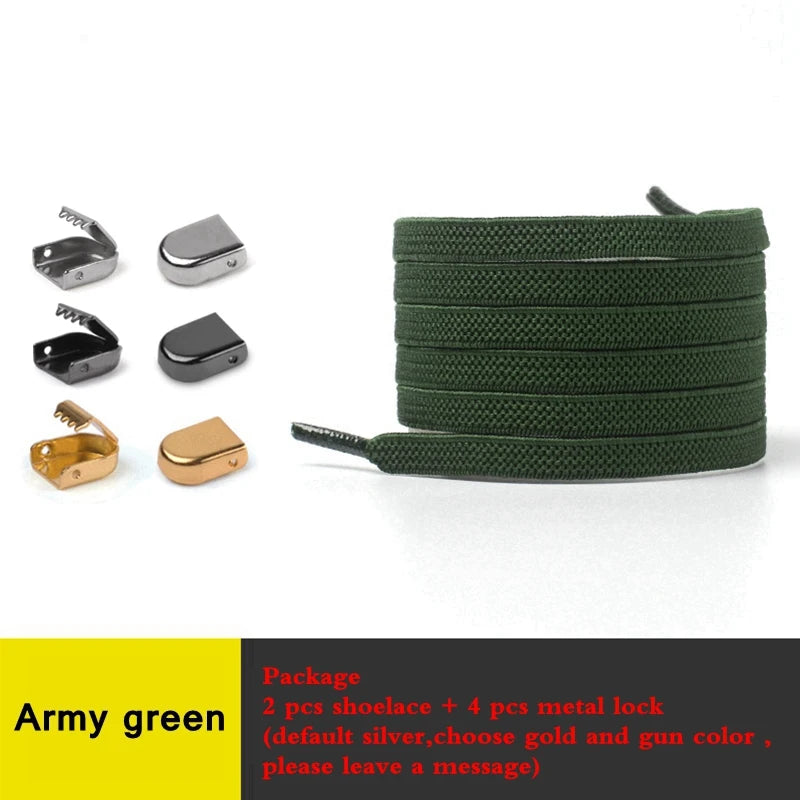 1Pair No Tie Shoe Laces Elastic Shoelaces Outdoor Leisure Sneakers Quick Safety Flat Shoelace Kids and Adult Unisex Lazy Laces