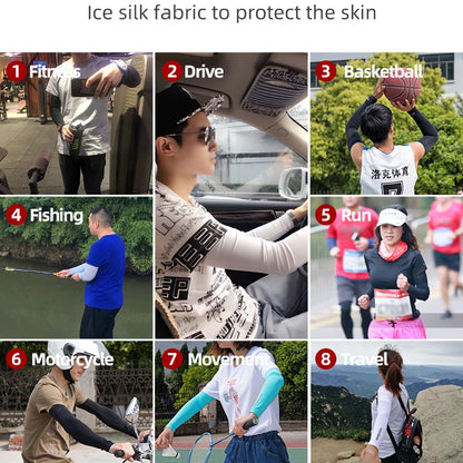 One Pair Ice Fabric Breathable UV Protection Running Arm Sleeves Fitness Basketball Elbow Pad Sport Cycling Arm Warmers