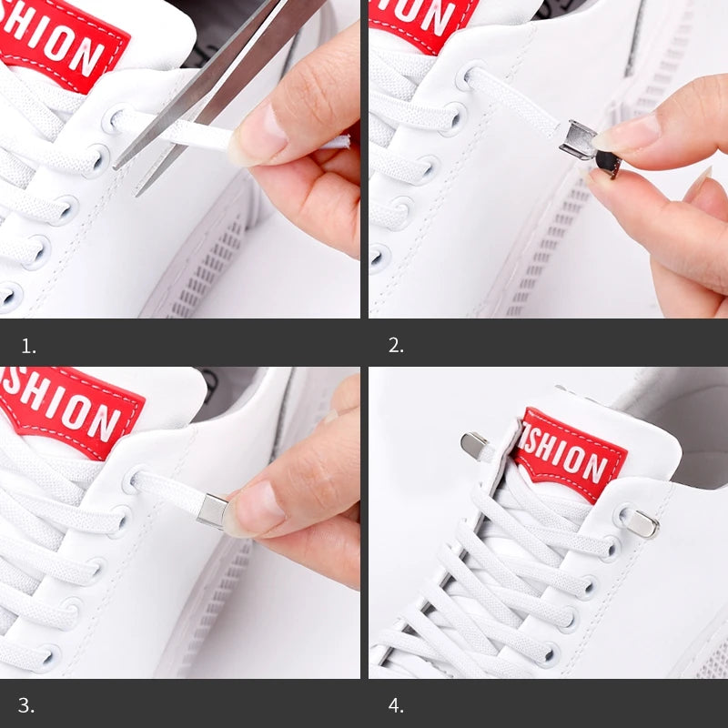 1Pair No Tie Shoe Laces Elastic Shoelaces Outdoor Leisure Sneakers Quick Safety Flat Shoelace Kids and Adult Unisex Lazy Laces