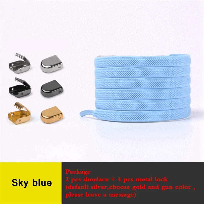 1Pair No Tie Shoe Laces Elastic Shoelaces Outdoor Leisure Sneakers Quick Safety Flat Shoelace Kids and Adult Unisex Lazy Laces