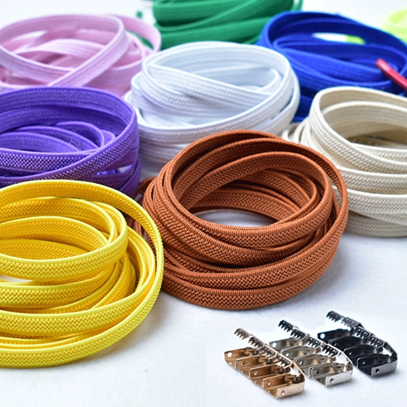 1Pair No Tie Shoe Laces Elastic Shoelaces Outdoor Leisure Sneakers Quick Safety Flat Shoelace Kids and Adult Unisex Lazy Laces